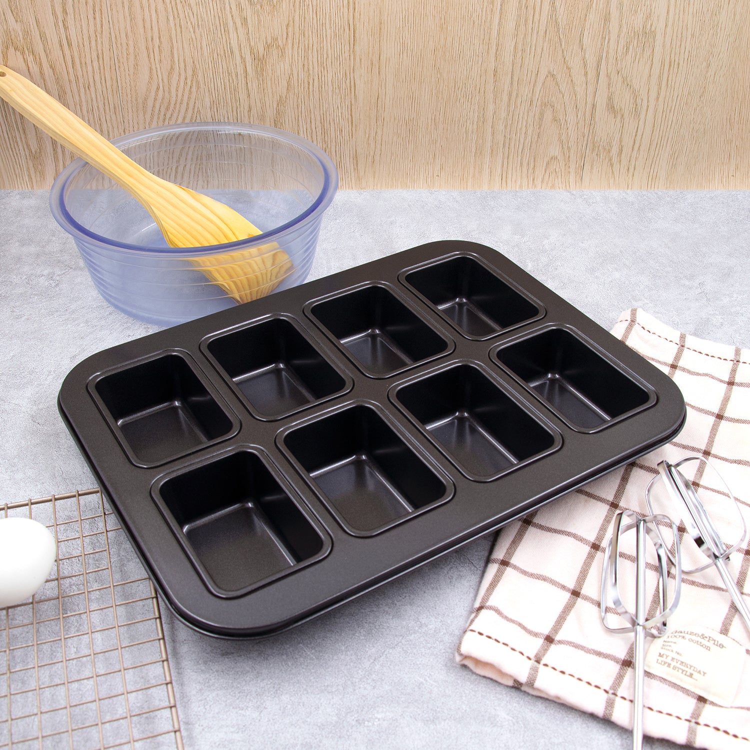 Non-stick 8cup Mini Loaf Pan Cake Bread Baking, Nonstick Carbon